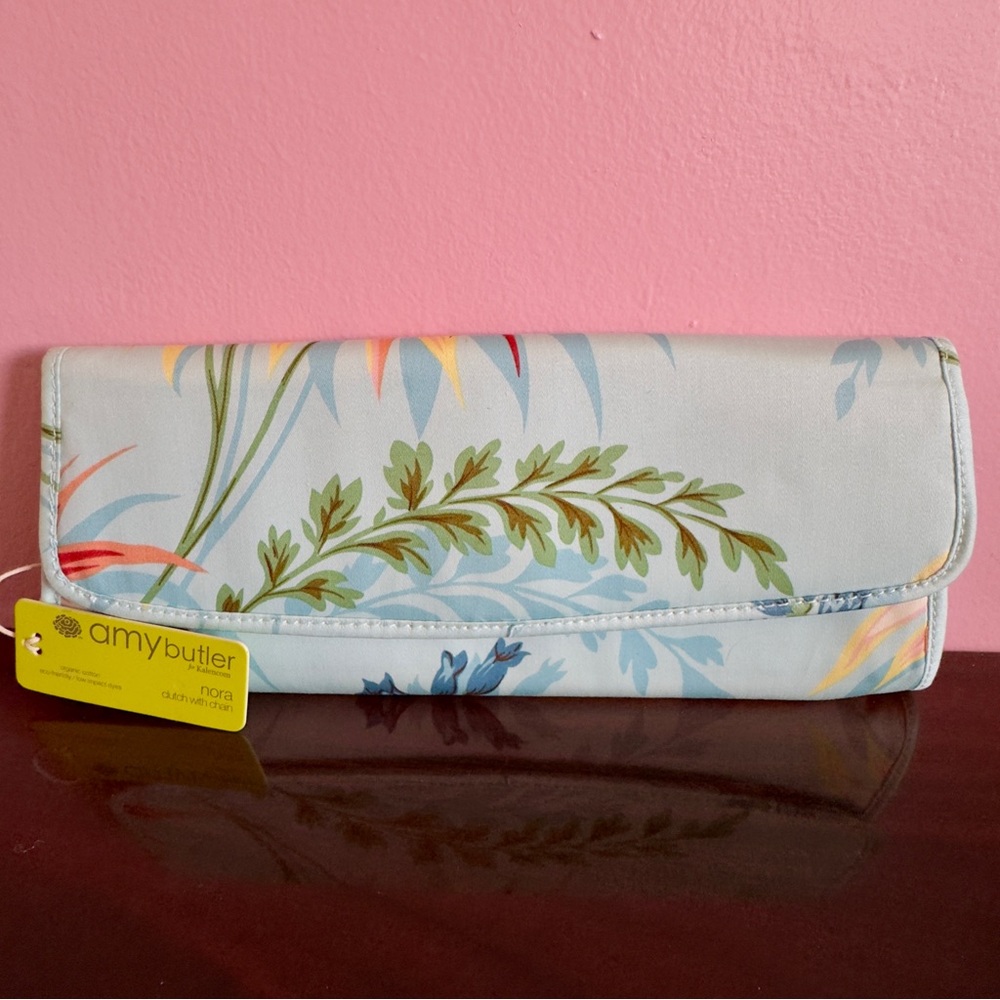 Amy Butler Nora Clutch Purse NWT | Floral Cotton Bag w/ Chain Strap Boho